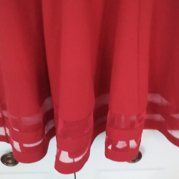 CALVIN KLEIN 8 GIRLS FLARE RED HOLIDAY PARTY CHRISTMAS SHEER SATIN BOW KEY HOLE - Picture 3 of 13